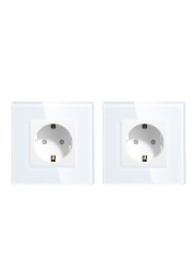 Bingobic Electrical Plugs EU Standard 16A Wall Socket Crystal Glass Panel Plug Electrical Outlet For Home Improvement