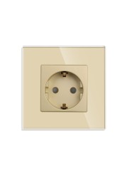 Bingobic Electrical Plugs EU Standard 16A Wall Socket Crystal Glass Panel Plug Electrical Outlet For Home Improvement