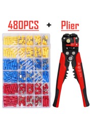 480/280pcs Insulated Cable Electrical Wire Connector Crimp Spade Butt Loop Fork Loop Lugs Rolled Terminals Assorted Kit Plier