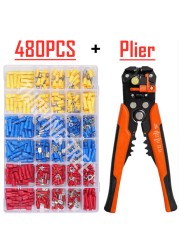 480/280pcs Insulated Cable Electrical Wire Connector Crimp Spade Butt Loop Fork Loop Lugs Rolled Terminals Assorted Kit Plier