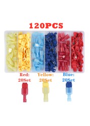 120/480pcs T-Tap Wire Connectors, Self Stripping Quick Splice Electrical Wire Terminals, Male Quick Cut Spade