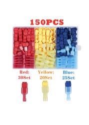 120/480pcs T-Tap Wire Connectors, Self Stripping Quick Splice Electrical Wire Terminals, Male Quick Cut Spade