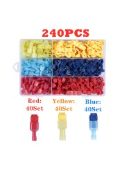 120/480pcs T-Tap Wire Connectors, Self Stripping Quick Splice Electrical Wire Terminals, Male Quick Cut Spade