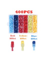 120/480pcs T-Tap Wire Connectors, Self Stripping Quick Splice Electrical Wire Terminals, Male Quick Cut Spade