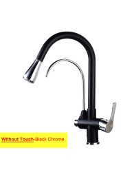 Gold Touch Filter Kitchen Mixer Tap Dual Handle Hot Cold Brass Kitchen Sink Faucets Smar Sensor Touch Pull Out Kitchen Faucets