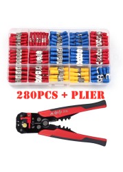 300pcs Insulated Electrical Wire Assorted Cable Connectors Crimp Spade Butt Ring Fork Set Ring Lugs Crimping Terminals Plier