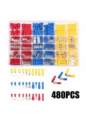 480/1200pcs assorted spade terminals insulated cable connector electrical wire assorted crimp butt loop thorn loop lugs plier