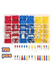 480/1200pcs assorted spade terminals insulated cable connector electrical wire assorted crimp butt loop thorn loop lugs plier