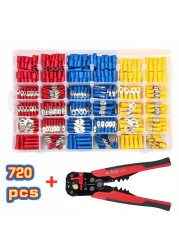 480/1200pcs assorted spade terminals insulated cable connector electrical wire assorted crimp butt loop thorn loop lugs plier