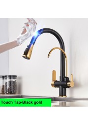 Hot Cold Touch Filter Kitchen Faucets With Sprayer Pull Down Brass Kitchen Mixer Tap Sensitive Smart Sensor Touch Kitchen Faucet