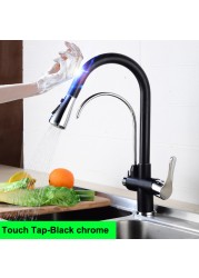 Hot Cold Touch Filter Kitchen Faucets With Sprayer Pull Down Brass Kitchen Mixer Tap Sensitive Smart Sensor Touch Kitchen Faucet