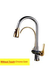 Hot Cold Touch Filter Kitchen Faucets With Sprayer Pull Down Brass Kitchen Mixer Tap Sensitive Smart Sensor Touch Kitchen Faucet