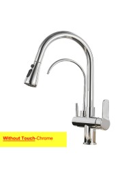 Hot Cold Touch Filter Kitchen Faucets With Sprayer Pull Down Brass Kitchen Mixer Tap Sensitive Smart Sensor Touch Kitchen Faucet