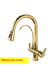 Hot Cold Touch Filter Kitchen Faucets With Sprayer Pull Down Brass Kitchen Mixer Tap Sensitive Smart Sensor Touch Kitchen Faucet