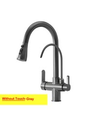 Hot Cold Touch Filter Kitchen Faucets With Sprayer Pull Down Brass Kitchen Mixer Tap Sensitive Smart Sensor Touch Kitchen Faucet