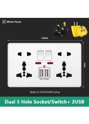Avoir Matte White Wall Light Switch Universal Electrical Socket With Switch 220V Power Push Button Sockets And Switches