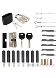 Supplier Locks Pick Tool Sets Transparent Visible Practice Lock Panels Kit With Broken Key Extractor Wrench Tool