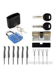 Supplier Locks Pick Tool Sets Transparent Visible Practice Lock Panels Kit With Broken Key Extractor Wrench Tool