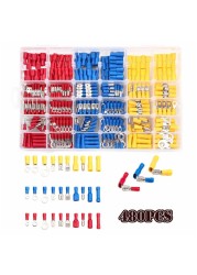 480pcs insulated cable electrical wire connector crimp spade butt loop thorn loop lugs rolled terminals self-adjusting plier