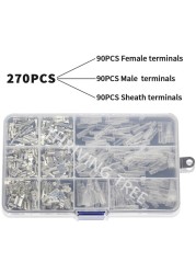 270/135/120pcs 2.8/4.8/6.3mm Insulated Crimp Terminals Seal Electrical Wire Connectors Crimp Terminal Connector Assortment Kit