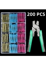 200 Pieces Boxed, Welding Annular End Pliers, Wire Connector, Crimp Welding Thermoresistant Tube Butt, Heat Shrink Sleeve, Insulation