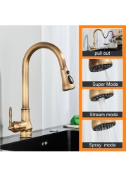 myquilfe antique brass pull down faucet swivel faucet countertop faucet bathroom hot and cold water mixers