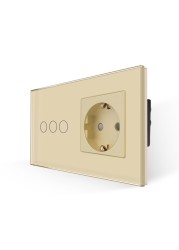 Bingoelec EU Standard Light switch 1Gang 1Way Touch Switch With 16A Germany Wall Socket Crystal Glass Panel sockets and switches