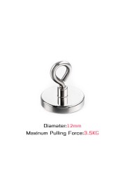 1pc neodymium magnet with ring magnet strong salvage magnet for lake fishing magnetic hook household strong magnetic finder