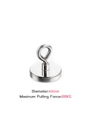 1pc neodymium magnet with ring magnet strong salvage magnet for lake fishing magnetic hook household strong magnetic finder