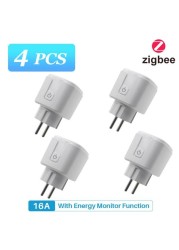 Tuya Zigbee Smart Plug 16A EU Socket with 110V 220V Power Monitoring Port Adapter APP Control Works with Alexa Google Home