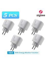 Tuya Zigbee Smart Plug 16A EU Socket with 110V 220V Power Monitoring Port Adapter APP Control Works with Alexa Google Home