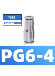 304 Stainless Steel Air Hose Fitting Pneumatic Coupling Tube Coplin Quick Open PG PU4 PU6 PU8 PU10 Trachea Metal Fitting