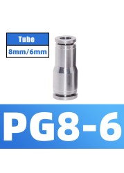 304 Stainless Steel Air Hose Fitting Pneumatic Coupling Tube Coplin Quick Open PG PU4 PU6 PU8 PU10 Trachea Metal Fitting