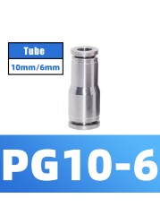 304 Stainless Steel Air Hose Fitting Pneumatic Coupling Tube Coplin Quick Open PG PU4 PU6 PU8 PU10 Trachea Metal Fitting