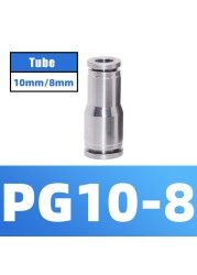 304 Stainless Steel Air Hose Fitting Pneumatic Coupling Tube Coplin Quick Open PG PU4 PU6 PU8 PU10 Trachea Metal Fitting