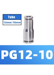 304 Stainless Steel Air Hose Fitting Pneumatic Coupling Tube Coplin Quick Open PG PU4 PU6 PU8 PU10 Trachea Metal Fitting