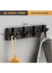 TAICUTE Folding Towel Hanger 2 Ways Fitting Wall Hooks Coat Clothes Rack for Bathroom Kitchen Bedroom Hallway, Black Gold