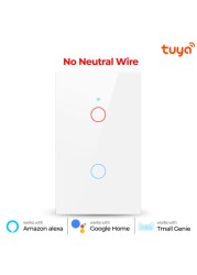 1/2/3 Gang Tuya WiFi Smart Touch Switch Smart Home Light Wireless Remote LED Light Wall Button for Alexa Google Home