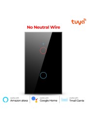 1/2/3 Gang Tuya WiFi Smart Touch Switch Smart Home Light Wireless Remote LED Light Wall Button for Alexa Google Home