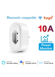 Aubess Brazil WiFi Smart Plug 16A Smart Socket with Timer Power Monitor SmartLife APP Voice Control Works for Google Home Alexa