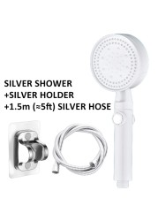 5-mode Shower Water Saving Head One Switch Water Stop Booster Massage Shower Bathroom Accessories Bracket Explosion-proof Pipe