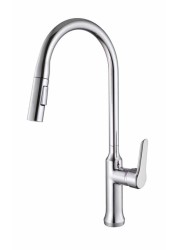 Stainless Steel Pull Out Faucet Hot and Cold Double Tube Rotate Wash Basin Faucet Telescopic Pull Down Kitchen Faucet