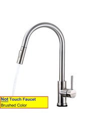 Black Touch Spring Kitchen Mixer Faucets Quality Brass Hot Cold Pull Kitchen Mixer Taps Smart Sensor Touch Kitchen Faucet