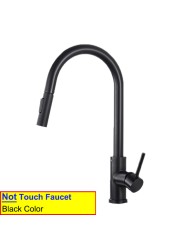 Black Touch Spring Kitchen Mixer Faucets Quality Brass Hot Cold Pull Kitchen Mixer Taps Smart Sensor Touch Kitchen Faucet