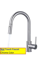 Black Touch Spring Kitchen Mixer Faucets Quality Brass Hot Cold Pull Kitchen Mixer Taps Smart Sensor Touch Kitchen Faucet