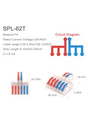 SPL Fast Wire Splitter 42/62/82/84 Wire Interconnect Connector Compact Push-In Connector Terminal Block With Operating Lever