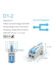 25/50/100pcs Quick Connector Compact Splitter Splicing Terminal Block M3 Screw Fixing Wire Connector for Connecting Electrical Cables