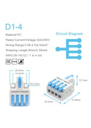 25/50/100pcs Quick Connector Compact Splitter Splicing Terminal Block M3 Screw Fixing Wire Connector for Connecting Electrical Cables