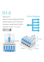 25/50/100pcs Quick Connector Compact Splitter Splicing Terminal Block M3 Screw Fixing Wire Connector for Connecting Electrical Cables