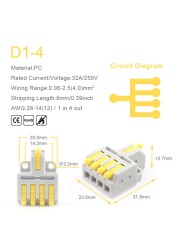 25/50/100pcs Quick Connector Compact Splitter Splicing Terminal Block M3 Screw Fixing Wire Connector for Connecting Electrical Cables